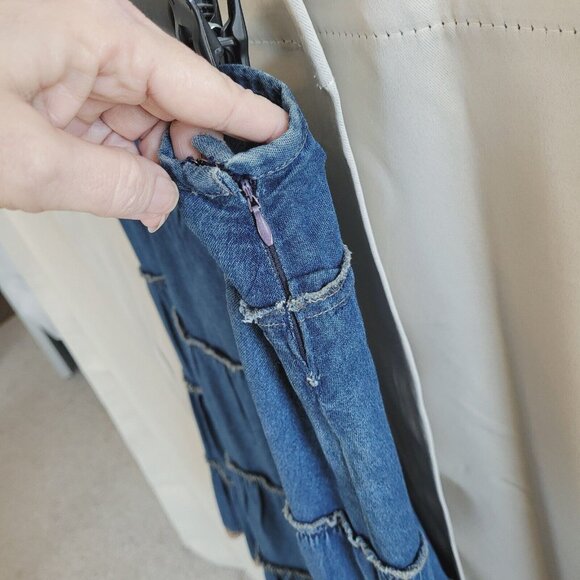 VTg Mix Nouveau Womens Skirt Size 14 Blue Chambray Denim Tiered Peasant 16321‎ - Picture 4 of 10